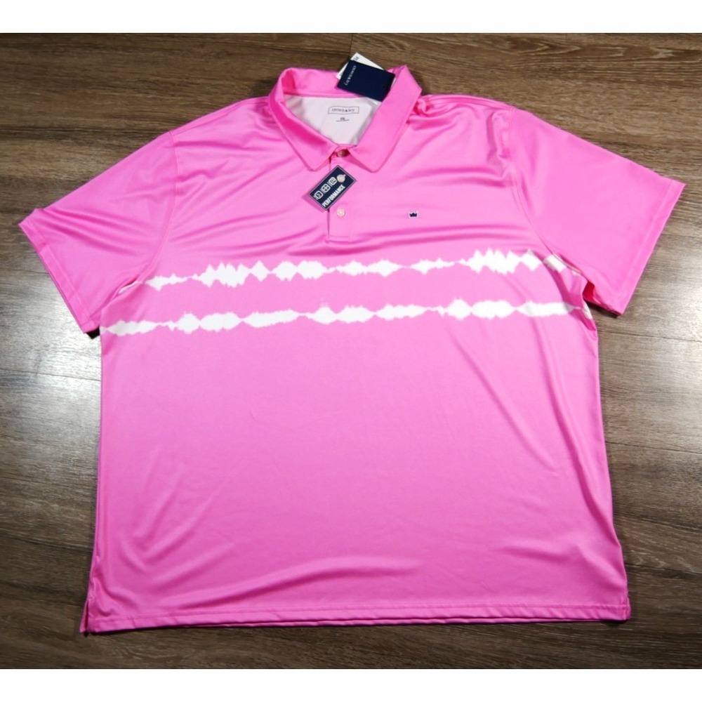 Crown & Ivy Mens XXL Pink Tie Dye Performance Polo Shirt Short Sleeve Stretch‎